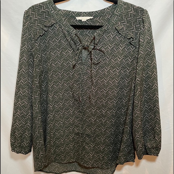Fun 2 Fun EUC Stitch Fix XL/L Dark Green Blouse - Picture 2 of 6